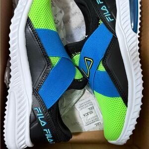 Fila Stratospeed Little Boys Running Black/Blue Shoes, Toddler, Size 11